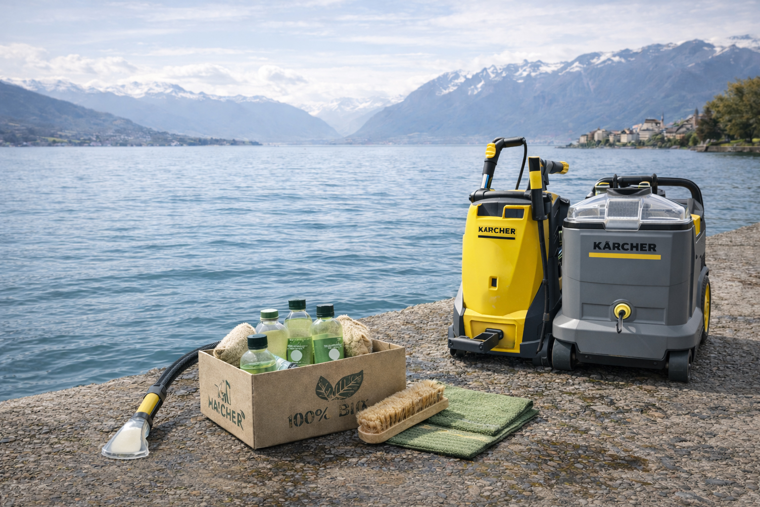 Équipements Kärcher professionnels et produits de nettoyage écologiques au bord du lac Léman – service de ménage premium en Suisse romande